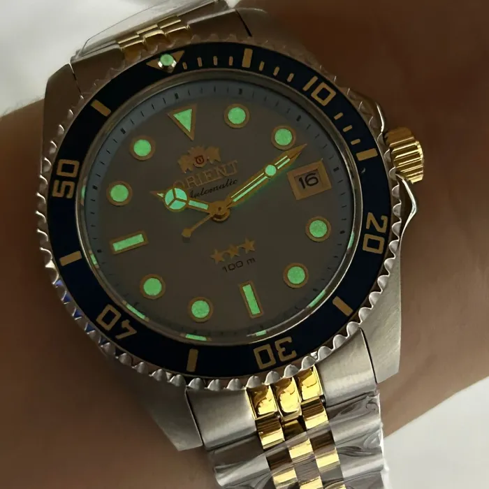 Orient 3 Estrelas Automático Sports sea Submariner 39 YN6TT023 misto azul celeste