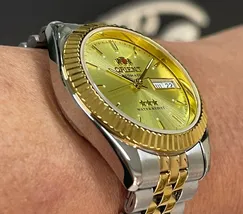 Orient 3 EStrelas Automático Classico misto 469ED1F Champanhe - imagem 3