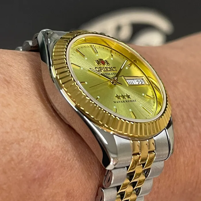 Orient 3 EStrelas Automático Classico misto 469ED1F Champanhe