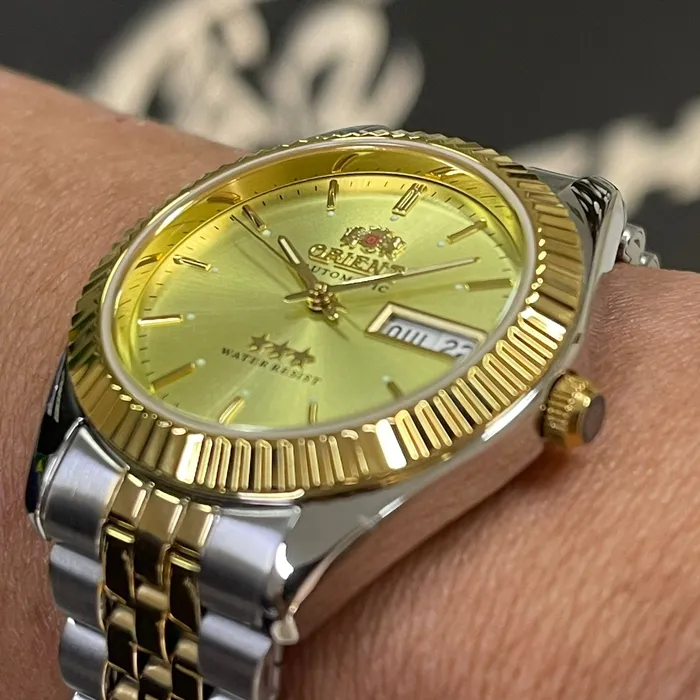 Orient 3 EStrelas Automático Classico misto 469ED1F Champanhe