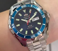 Orient 3 EStrelas Automático NH36 469SS078NH Azul - imagem 1