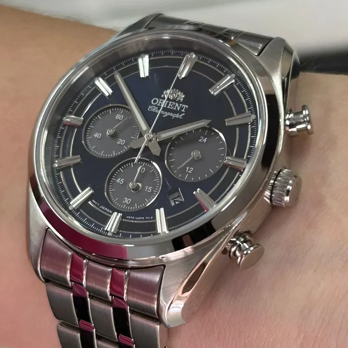 Relógio Orient Stretto Solar Chronograph RA-TX0303L10B Safira | Taniguchi Relógios