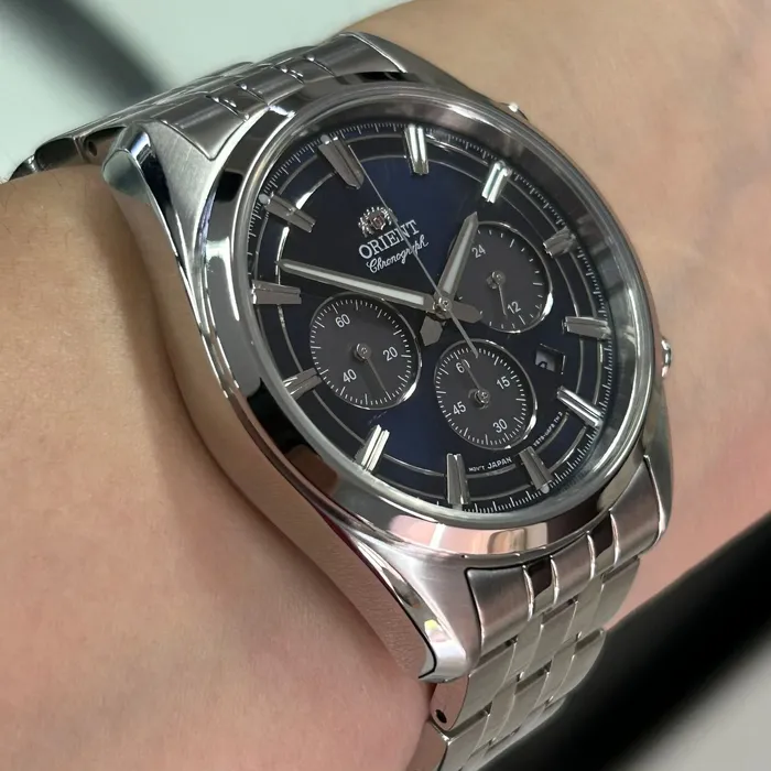 Relógio Orient Stretto Solar Chronograph RA-TX0303L10B Safira | Taniguchi Relógios