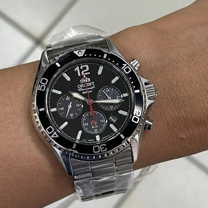 Relógio Orient Mako Solar Chronograph RA-TX0202B10B Safira | Taniguchi Relógios