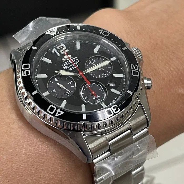 Relógio Orient Mako Solar Chronograph RA-TX0202B10B Safira | Taniguchi Relógios