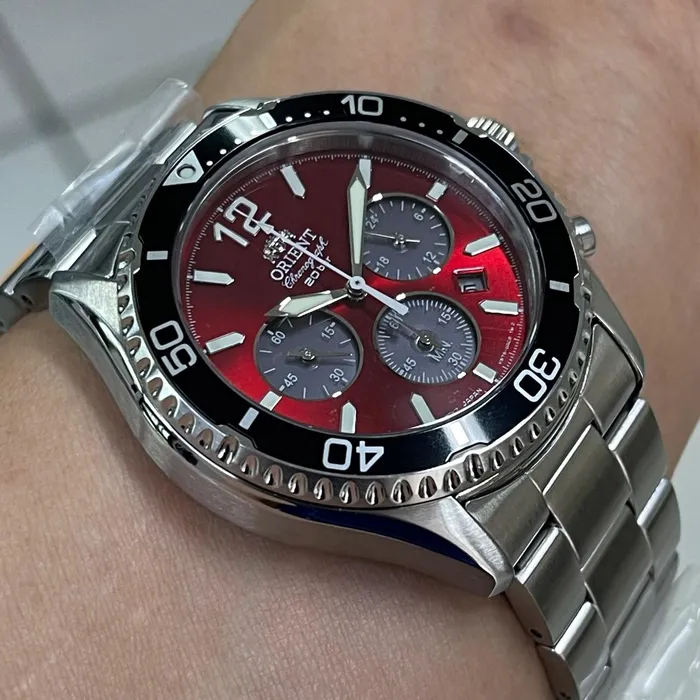 Relógio Orient Mako Solar Chronograph RA-TX0207R10B Vermelho | Taniguchi Relógios