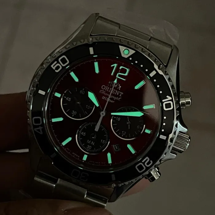 Relógio Orient Mako Solar Chronograph RA-TX0207R10B Vermelho | Taniguchi Relógios