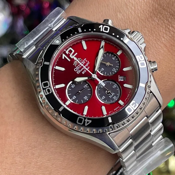 Relógio Orient Mako Solar Chronograph RA-TX0207R10B Vermelho | Taniguchi Relógios