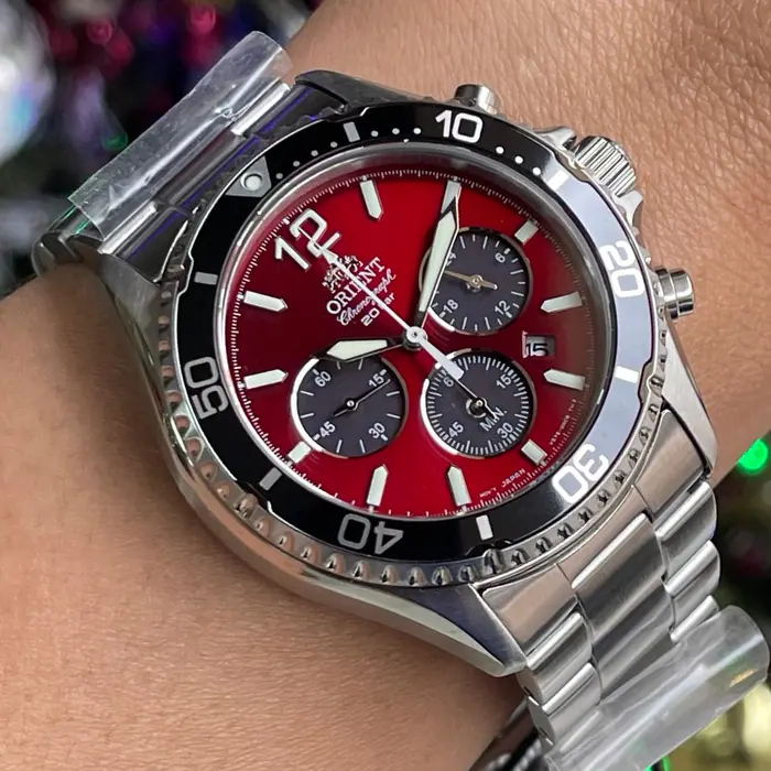 Orient Mako Chronograph Solar RATX0207R10B Vermelho