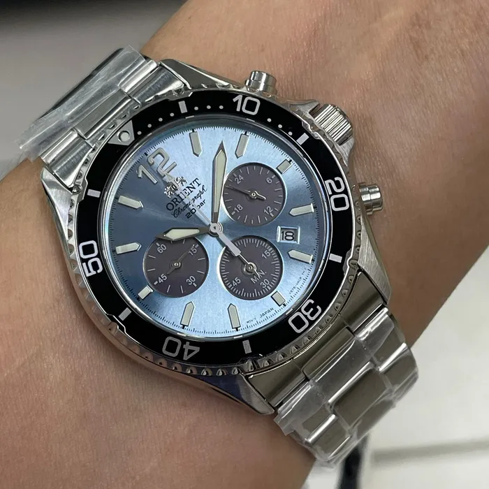Relógio Orient Mako Solar Chronograph RA-TX0206L10B Safira | Taniguchi Relógios
