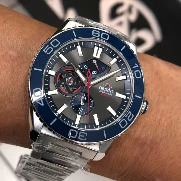 Orient Superior Automático Open Heart YN8SS003 Azul grafite