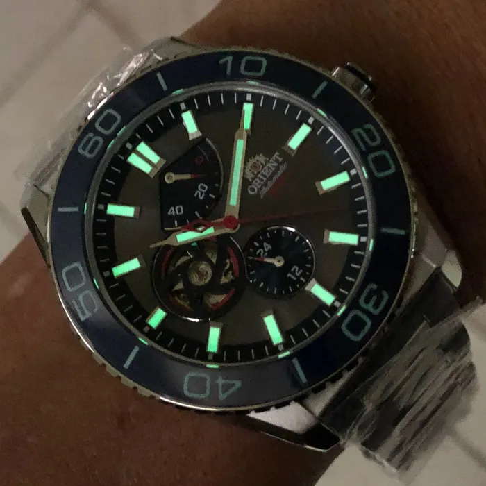 Orient Superior Automático Open Heart YN8SS003 Azul grafite