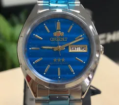 Orient 3 EStrelas Automático classico 469WA3F Azul - imagem 3