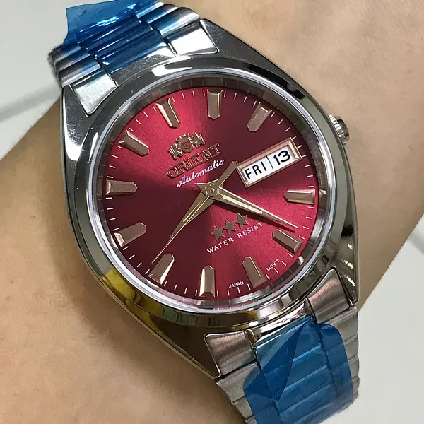 Orient 3 EStrelas Automático classico 469SS084NH vermelho