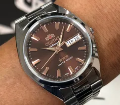 Orient 3 EStrelas Automático classico 469SS084NH marrom - imagem 1
