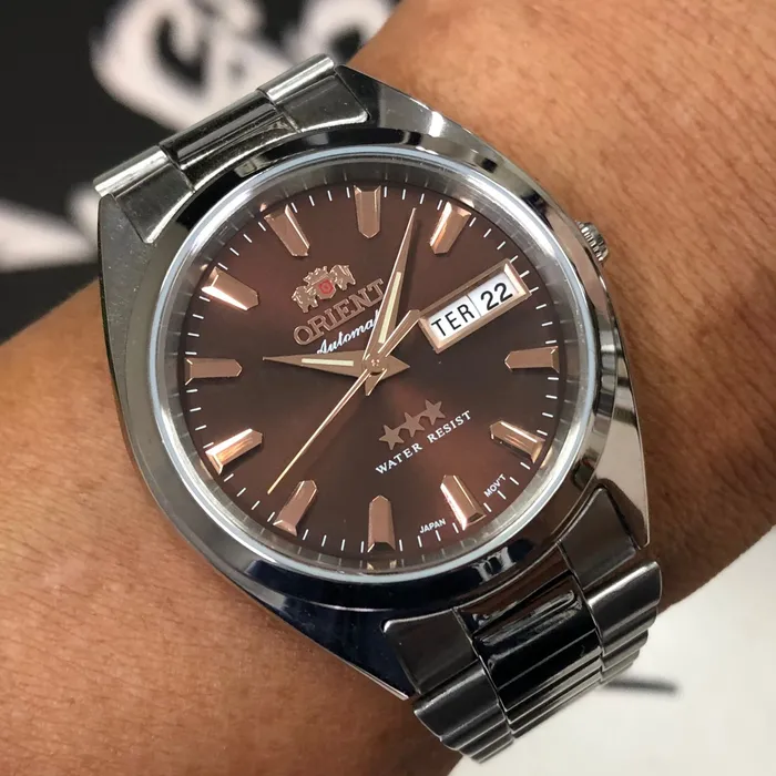 Orient 3 EStrelas Automático classico 469SS084NH marrom