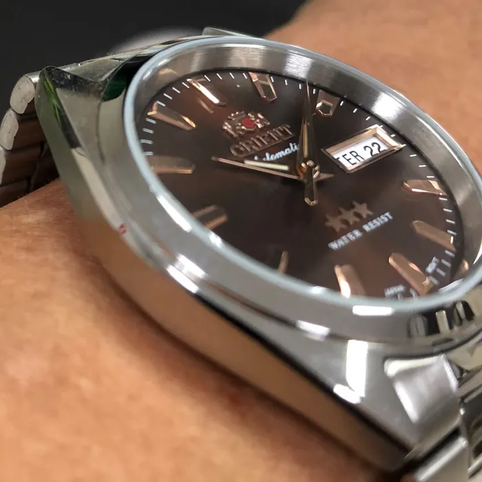 Orient 3 EStrelas Automático classico 469SS084NH marrom