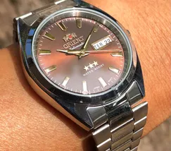 Orient 3 EStrelas Automático classico 469SS084NH marrom - imagem 6