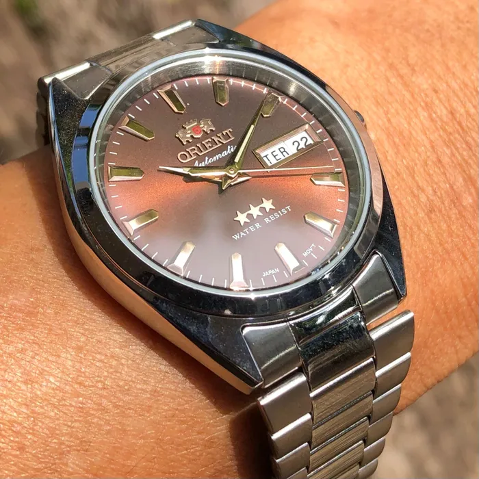 Orient 3 EStrelas Automático classico 469SS084NH marrom