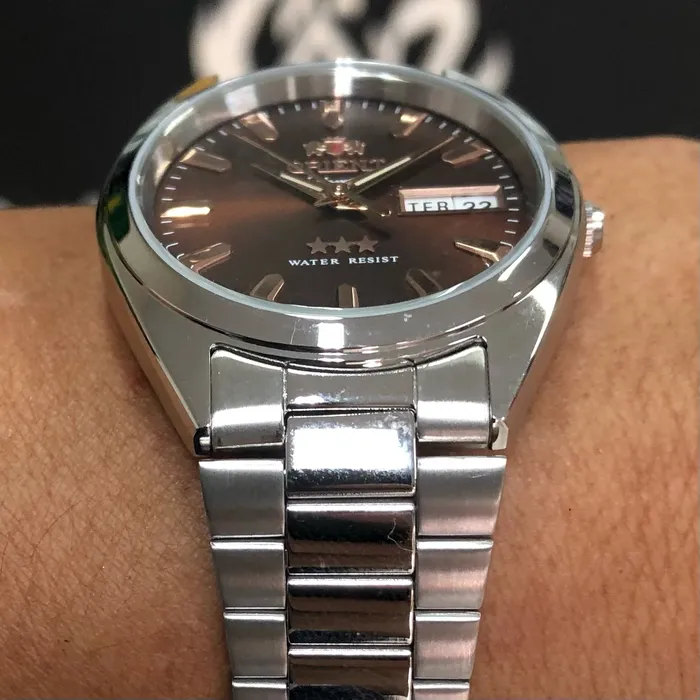 Orient 3 EStrelas Automático classico 469SS084NH marrom
