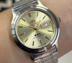 Orient 3 EStrelas Automático classico 469WA1AF Champanhe - imagem 1