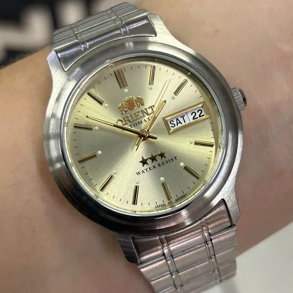 Orient 3 EStrelas Automático classico 469WA1AF Champanhe