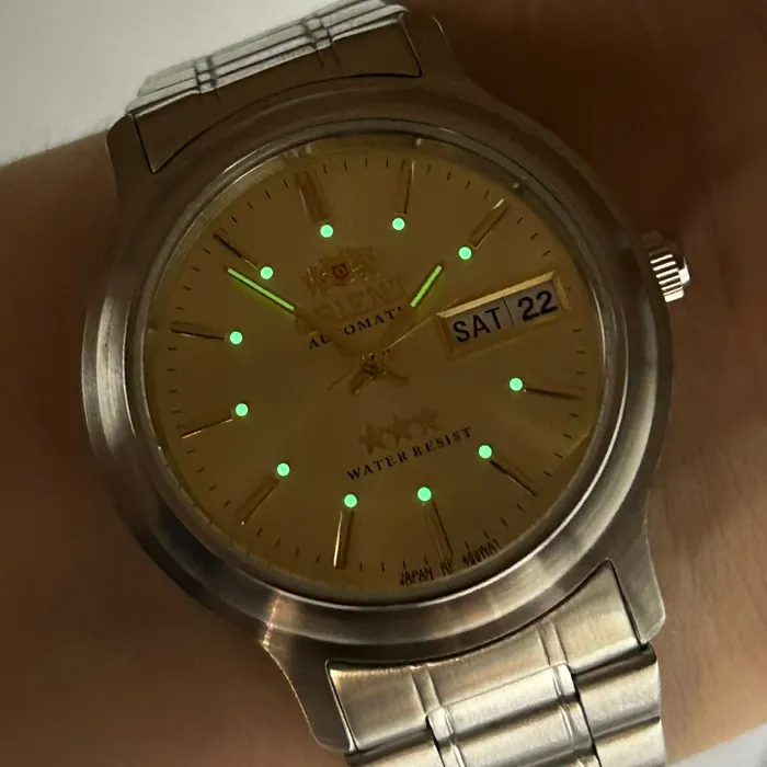 Orient 3 EStrelas Automático classico 469WA1AF Champanhe