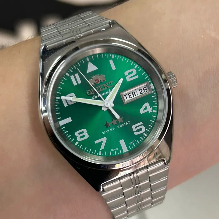 Orient 3 EStrelas Automático classico 469SS083F Verde