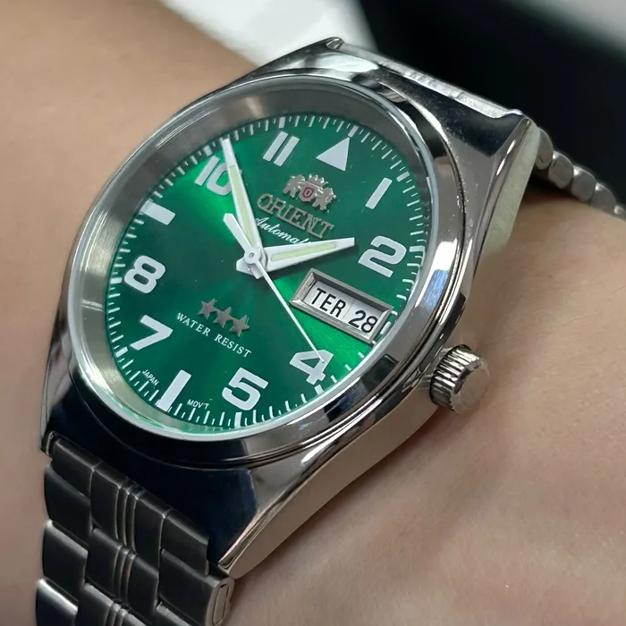 Orient 3 EStrelas Automático classico 469SS083F Verde