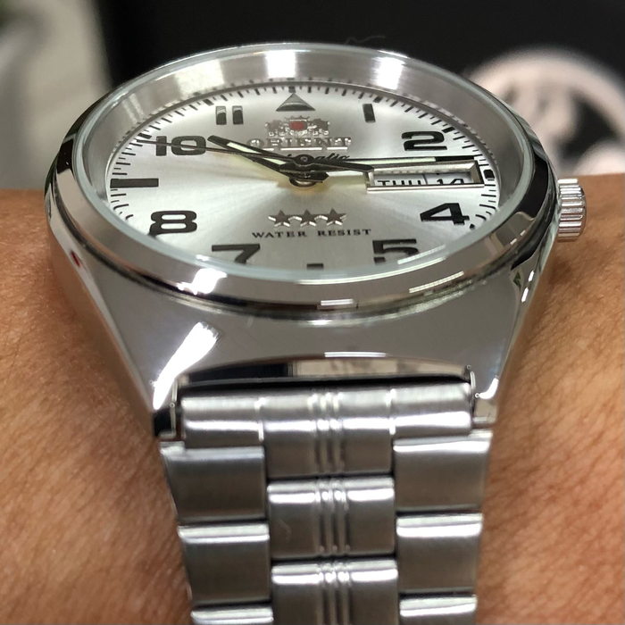 Orient 3 EStrelas Automático classico 469SS083F Branco