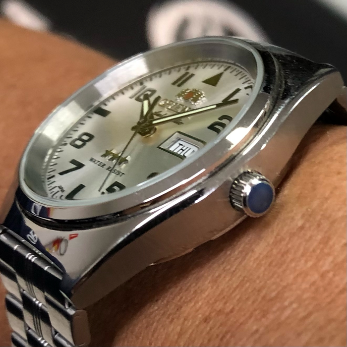 Orient 3 EStrelas Automático classico 469SS083F Branco