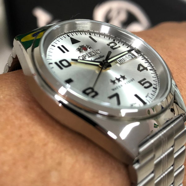 Orient 3 EStrelas Automático classico 469SS083F Branco