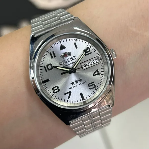 Orient 3 EStrelas Automático classico 469SS083NH Branco