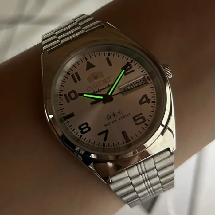 Orient 3 EStrelas Automático classico 469SS083NH Branco