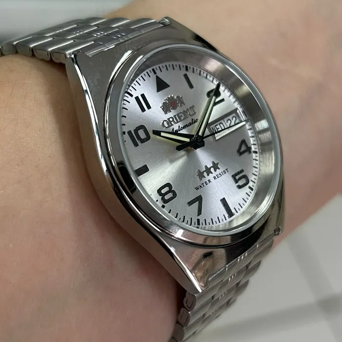 Orient 3 EStrelas Automático classico 469SS083NH Branco