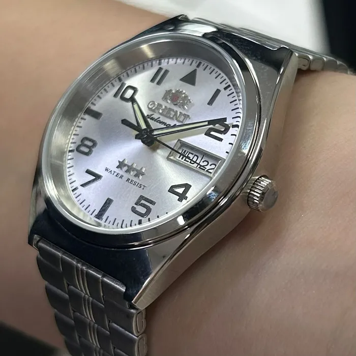 Orient 3 EStrelas Automático classico 469SS083NH Branco