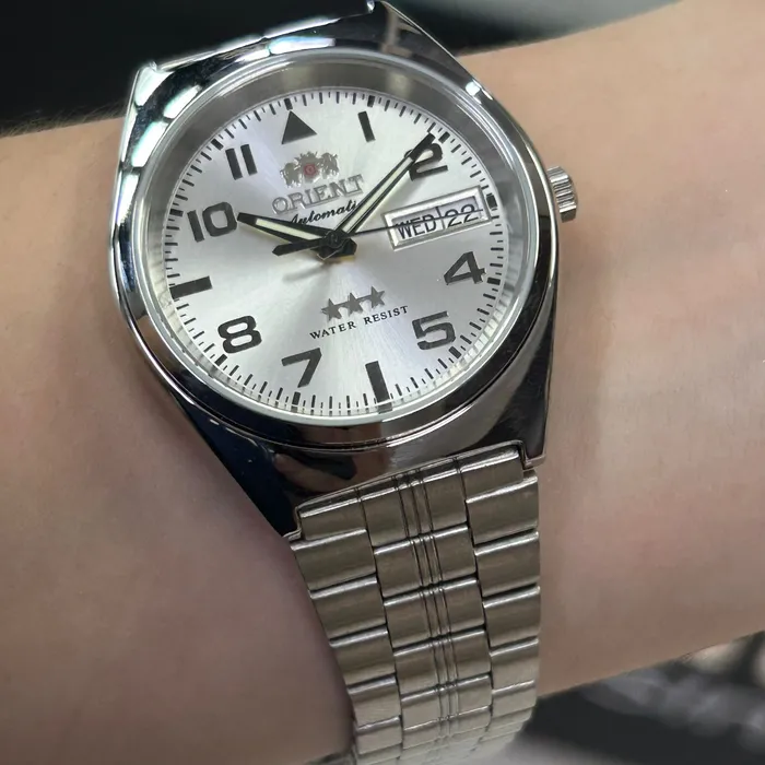 Orient 3 EStrelas Automático classico 469SS083NH Branco