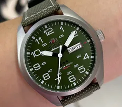 Orient 3 EStrelas Automático Classico Militar F49SN020NH Verde - imagem 1
