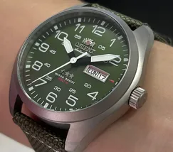 Orient 3 EStrelas Automático Classico Militar F49SN020NH Verde - imagem 4