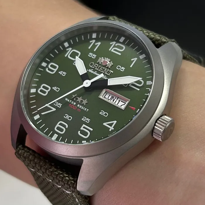 Orient 3 EStrelas Automático Classico Militar F49SN020NH Verde