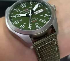 Orient 3 EStrelas Automático Classico Militar F49SN020NH Verde - imagem 5