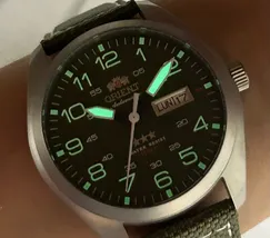 Orient 3 EStrelas Automático Classico Militar F49SN020NH Verde - imagem 6