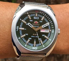 Orient 3 EStrelas Automático Classico Militar F49SS023 Verde - imagem 6