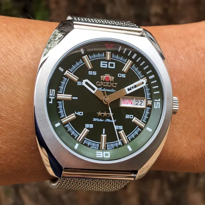 Orient 3 EStrelas Automático Classico Militar F49SS023 Verde