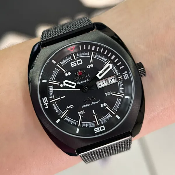 Orient 3 EStrelas Automático Classico Militar F49YY023 Preto IPBlack