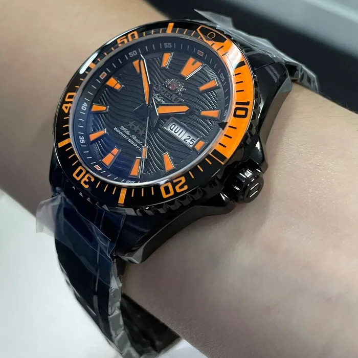 Orient 3 Estrelas Automático Sports Sea IPBlack YN6PP012 Preto
