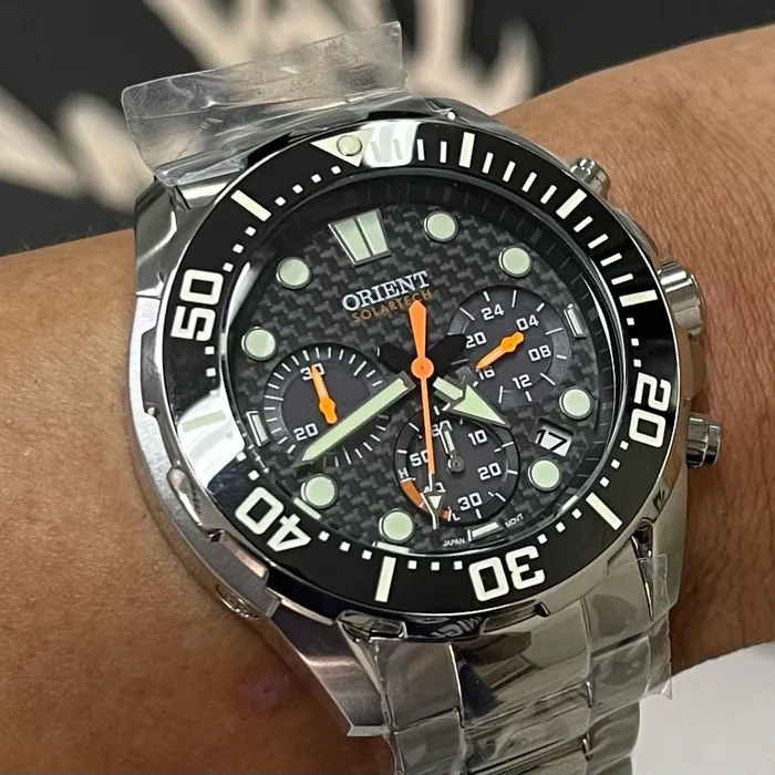 Orient Solartech Cronografo Diver Sports Sea MBSSC260 Preto