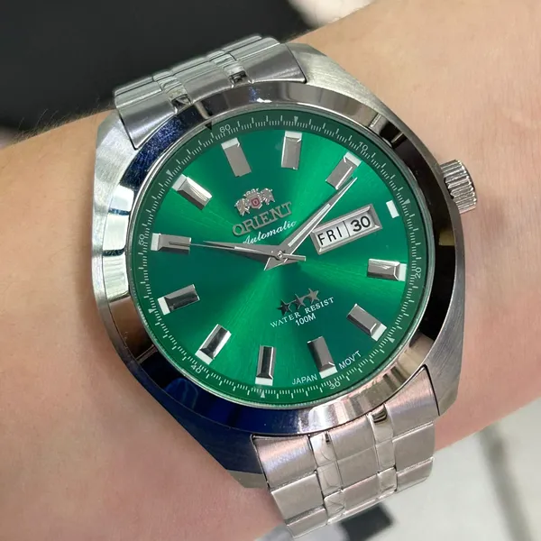 Orient 3 EStrelas Automático classico 469SS075F Verde