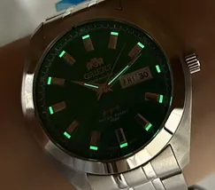 Orient 3 EStrelas Automático classico 469SS075F Verde - imagem 6