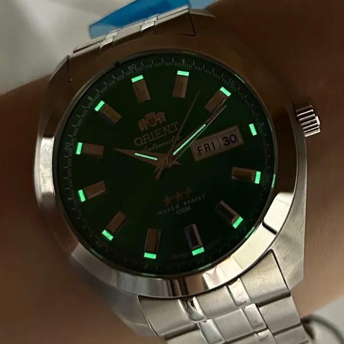 Orient 3 EStrelas Automático classico 469SS075F Verde